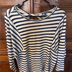 Democracy Navy and White Striped Long Sleeve Top